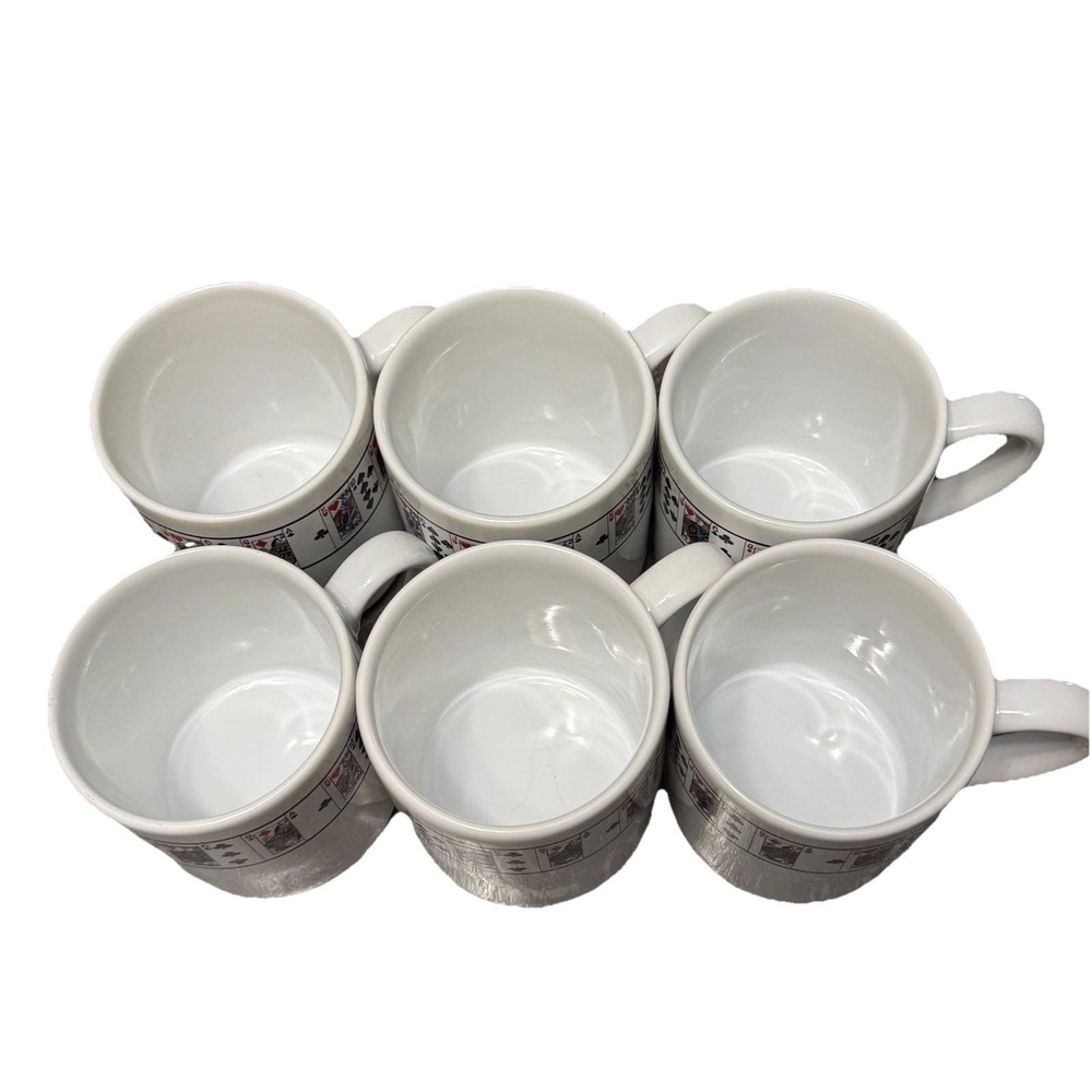 Vintage Lilian Vernon Playing Cards Coffee & Tea Mugs Poker‎ Game Night Set Of 6 - Picture 4 of 15